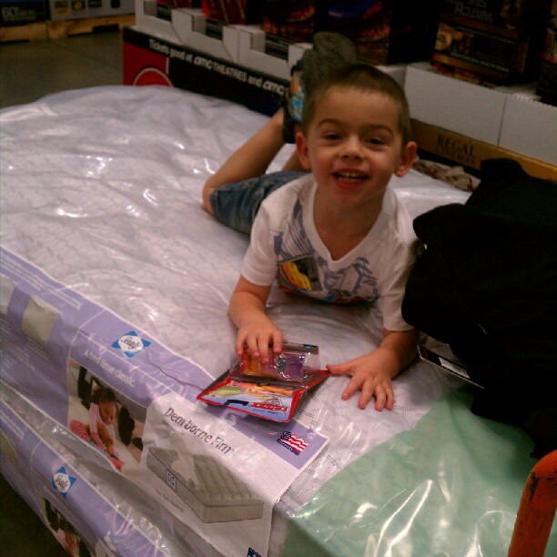 Loving his new big boy mattress - from Instagram