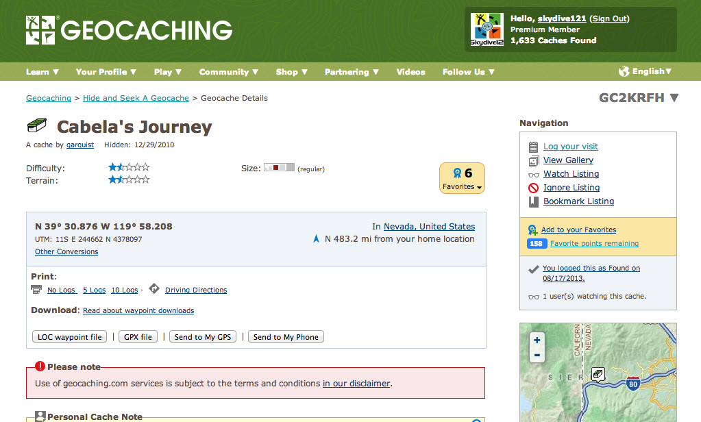GC2KRFH Cabela's Journey (Traditional Cache) in Nevada, United States created by garquist